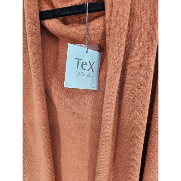 NWT Tex By Max Azria Women's Brown Long Sleeve Open Front Cardigan Size L - Picture 2 of 5